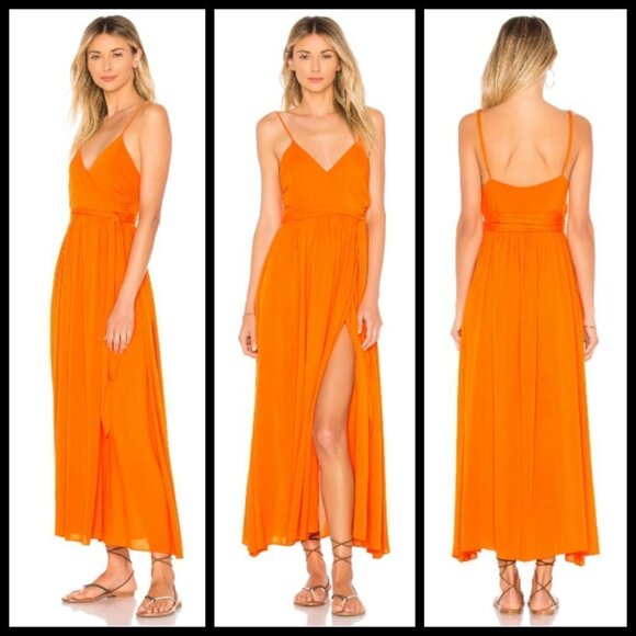 💕MARA HOFFMAN SWIM💕 Alma Sleeveless Wrap Front Maxi Dress ~ Orange Small S - Picture 7 of 16